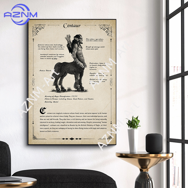 Antique Style Magical Creature - مراجعة Watercolor Poster Print وسعره