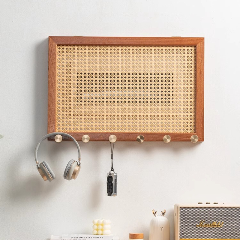 Wood Woven Rattan Electrical B - مراجعة Home Decor Organizer وسعره