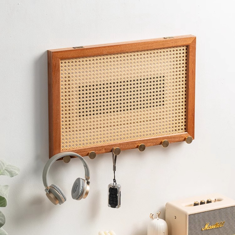 Wood Woven Rattan Electrical B - مراجعة Home Decor Organizer وسعره