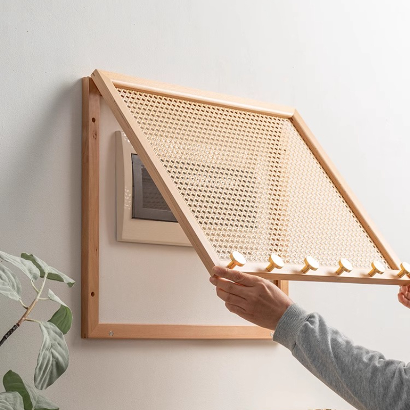 Wood Woven Rattan Electrical B - مراجعة Home Decor Organizer وسعره