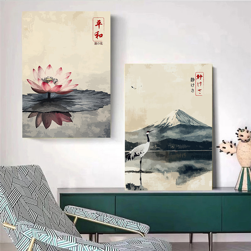 Japanese Vintage Posters Crane - مراجعة Watercolor Poster Print وسعره
